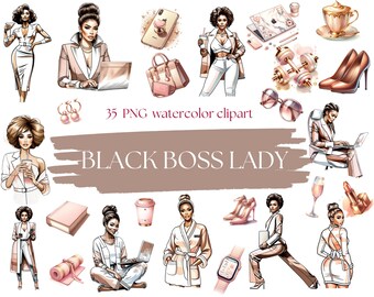 35 ブラック ボス レディ バンドル PNG ブラック ガール ボス クリップアート 黒人女性 水彩画 クリップアート ブラック ボス レディ ブラック アフロ レディ PNG ガール ボス バンドル