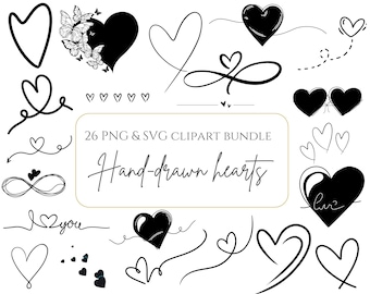 Clipart de corazón minimalista, garabatos de amor escritos a mano, corazones Svg, amor png, amor Svg, San Valentín Svg, archivos de corte de corazón lindo, iconos de corazón