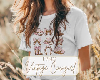Pink Coquette Bow PNG Western Cowgirl Boot Vintage Cowgirl Cute Cowgirl Clipart Coquette Designs Western Sublimation design Pink Cowboy Hat