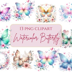 Aquarell Schmetterlinge Clipart Fantasie Schmetterling PNG Floral Schmetterling Handgemalte Botanische Clipart Bunte Schmetterlinge Frühling Clipart