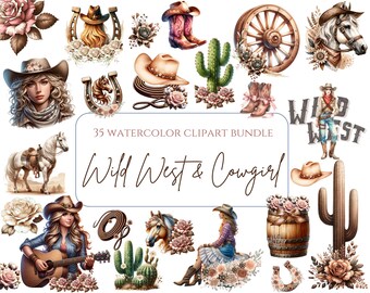 Clipart del salvaje oeste, linda vaquera, acuarela, vaquero del salvaje oeste, botas de vaquera, clipart del salvaje oeste, baby shower, clipart del desierto