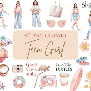 Paquete de imágenes prediseñadas de chica estética Y2K, lindas pegatinas imprimibles digitales de adolescente, temática de chica adolescente, fiesta Y2K, chica VSCO, sublimación, citas Y2K