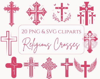 Paquete de cruces SVG Paquete de cruces PNG Archivos SVG Cruz cristiana Svg Cruz rosa Png Cruz de fe Svg Religiosa Svg PNG Clipart de cruz Cruz de Jesús SVG