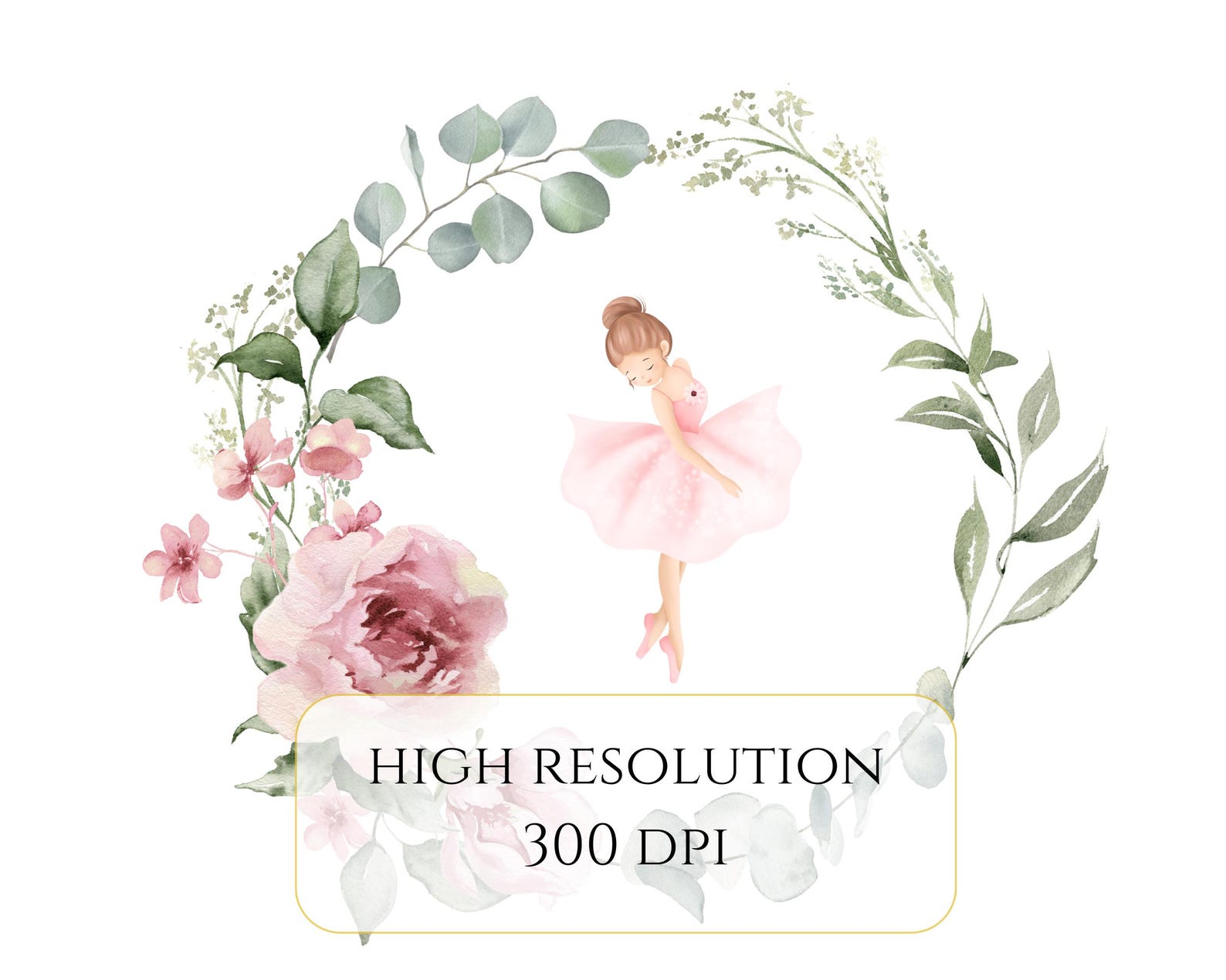 Ballerina Clipart Watercolor Cute Ballet Png Dusty Pink Ballerina ...