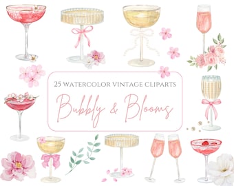 Pearls and Prosecco Clipart PNG Petals and Prosecco Bridal Shower Clipart Brunch and Bubbly PNG Champagne Clipart Champagne and Bows Clipart