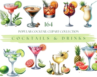 Cocktail Clipart Signature Drink Menu Clipart Watercolor Alcohol Drinks PNG Summer Drinks Wedding Menus  Bar Signs Party Invitations