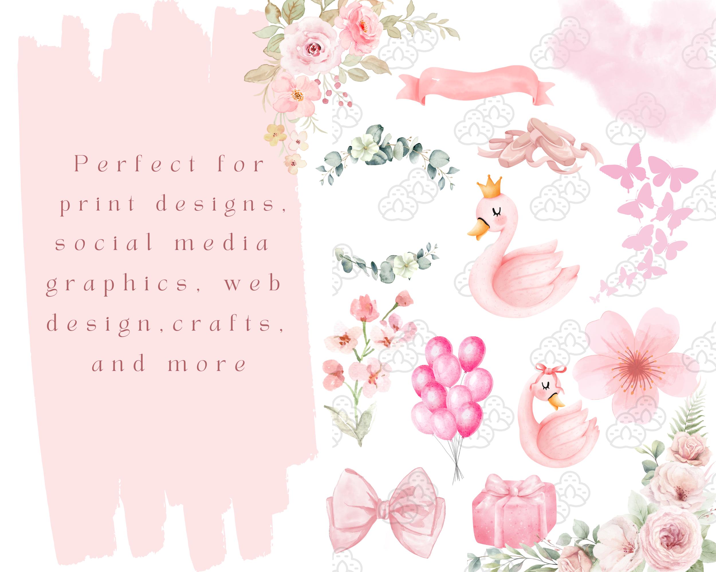 Watercolor Ballerina Clipart Swan Lake Clipart Pink Ballerina PNG ...