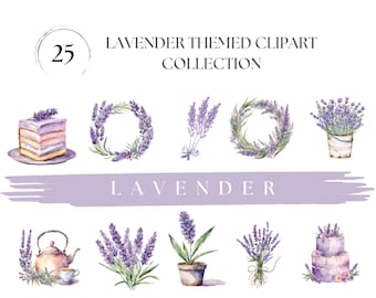Watercolor Lavender Clipart Purple Floral png Lavender border png Lavender wreath png Lilac Cottagecore Clipart Rustic Flowers Provence
