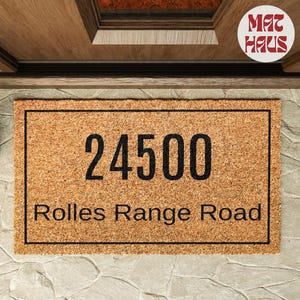 Custom Address Doormat | Front Door Welcome Mat | | Natural | Personalized Coir Doormat | Housewarming Gift | Wedding Gift