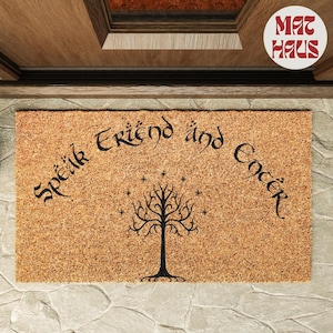Speak Friend and Enter | Personalized Doormat | Housewarming Gift | Natural Coir | Front Door Welcome Mat | Humor Doormat | Family Gift |
