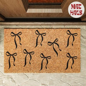 Coquette Bow Doormat | Personalized Coir Doormat | Housewarming Gift | Front Door Welcome Mat | Porch Gift | Family Gift