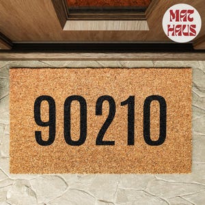 Custom Zipcode Doormat | Front Door Welcome Mat | | Natural | Personalized Coir Doormat | Housewarming Gift | Wedding Gift