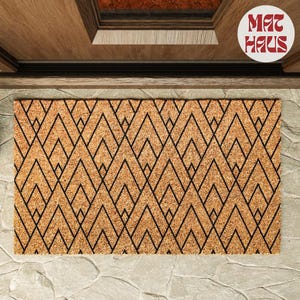 Modern Minimalist Triangle Pattern Doormat | Housewarming Gift | Natural Coir Doormat | Porch Gift | Wedding Gift | Home Gift Doormat