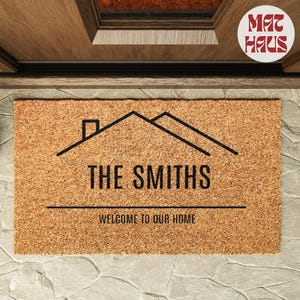 Custom Family Name Doormat | Personalized Doormat | Housewarming Gift | Front Door Welcome Mat | Natural Coir | Family Gift | Wedding Gift