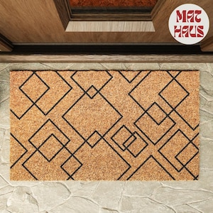 Modern Geometric Diamonds Doormat | Natural Coir Doormat | Housewarming Gift | Porch Gift | Wedding Gift | Funny Doormat | Home Gift