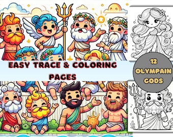 Olympian Gods Coloring Pages: Greek Mythology Art (Digital Download)