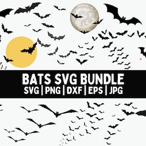 Flying Bats SVG: Halloween Clipart, Spooky Bats Cutting Files (Digital Download)