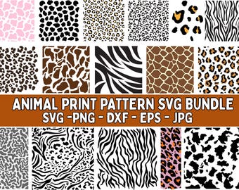 Paquete SVG de estampado animal, paquete PNG de estampado animal, clipart de estampado animal, SVG de estampado de leopardo, SVG de estampado de guepardo, SVG de estampado de tigre, SVG de estampado de vaca