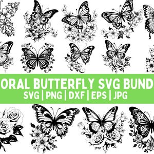 Floral Butterfly SVG Bundle: Cricut & Silhouette Files (Digital Download)