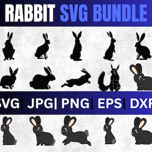 Rabbit SVG Bundle, Bunny svg, Rabbit dxf, Rabbit png, Rabbit eps, Rabbit vector, Rabbit cut files, Rabbit head svg, Easter bunnies svg