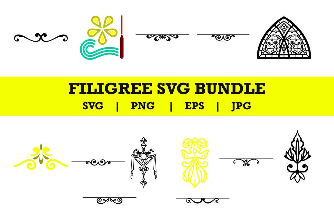 Filigree SVG Bundle - Ornamental Scroll Art Images - With Free ...