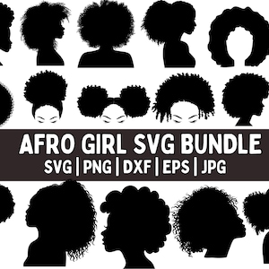 Afro Woman SVG Bundle: Black Girl Silhouette, Curly Hair (Digital Files)