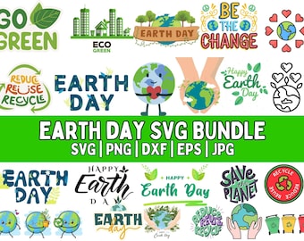 Earth Day SVG Bundle: Globe, Recycle, Planet (Digital Download)