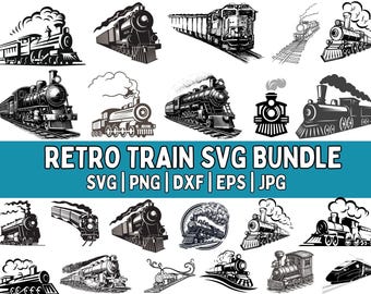 Retro Train SVG | Vintage Locomotive Clipart | Classic Railroad Design
