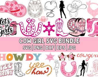 Cowgirl SVG Bundle: Boots, Hat, Skull, Western Graphics (Digital Download)