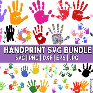 Handprint SVG Bundle, Handprint PNG Bundle, Handprint Clipart, Handprint SVG Cut Files for Cricut, Handprint Silhouette, Hand Print Svg