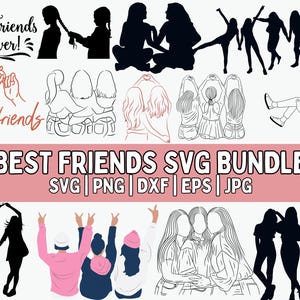 Best Friend SVG Bundle | Friendship Quotes Cut Files for Cricut & Silhouette | BFF Shirt Designs, Funny Bestie Sayings