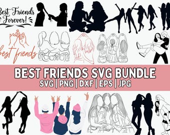 フレンドSVGバンドル | 友情の言葉、BFFデザイン（デジタルダウンロード）