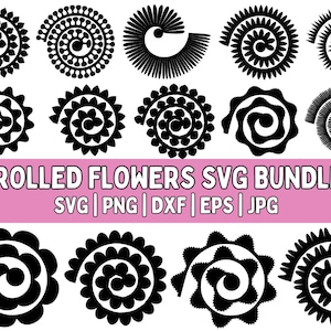 Rolled Flower Svg Bundle, Rolled Paper Flowers, 3d Flower Svg, Digital Paper Svg, Rolled Flower Template, Wedding Flower Svg, For Cricut