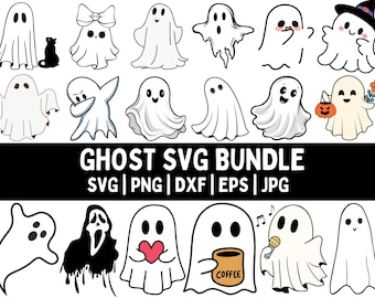 Halloween Ghost SVG Bundle, Ghost Clipart Designs (Digital Download)