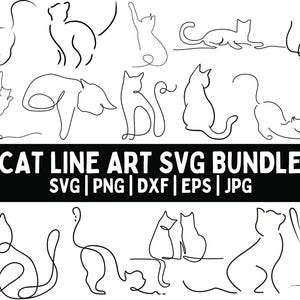 Cute Cat\ Elegant Cat Line Art\ Black & White SVG\ Minimalist Cat SVG Mega Bundle, Cat Kitty Clip Art, Line Drawing, Cat Lover Svg