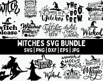 Pakiet Witch SVG: pliki do cięcia na Halloween dla Cricut (do pobrania cyfrowego)