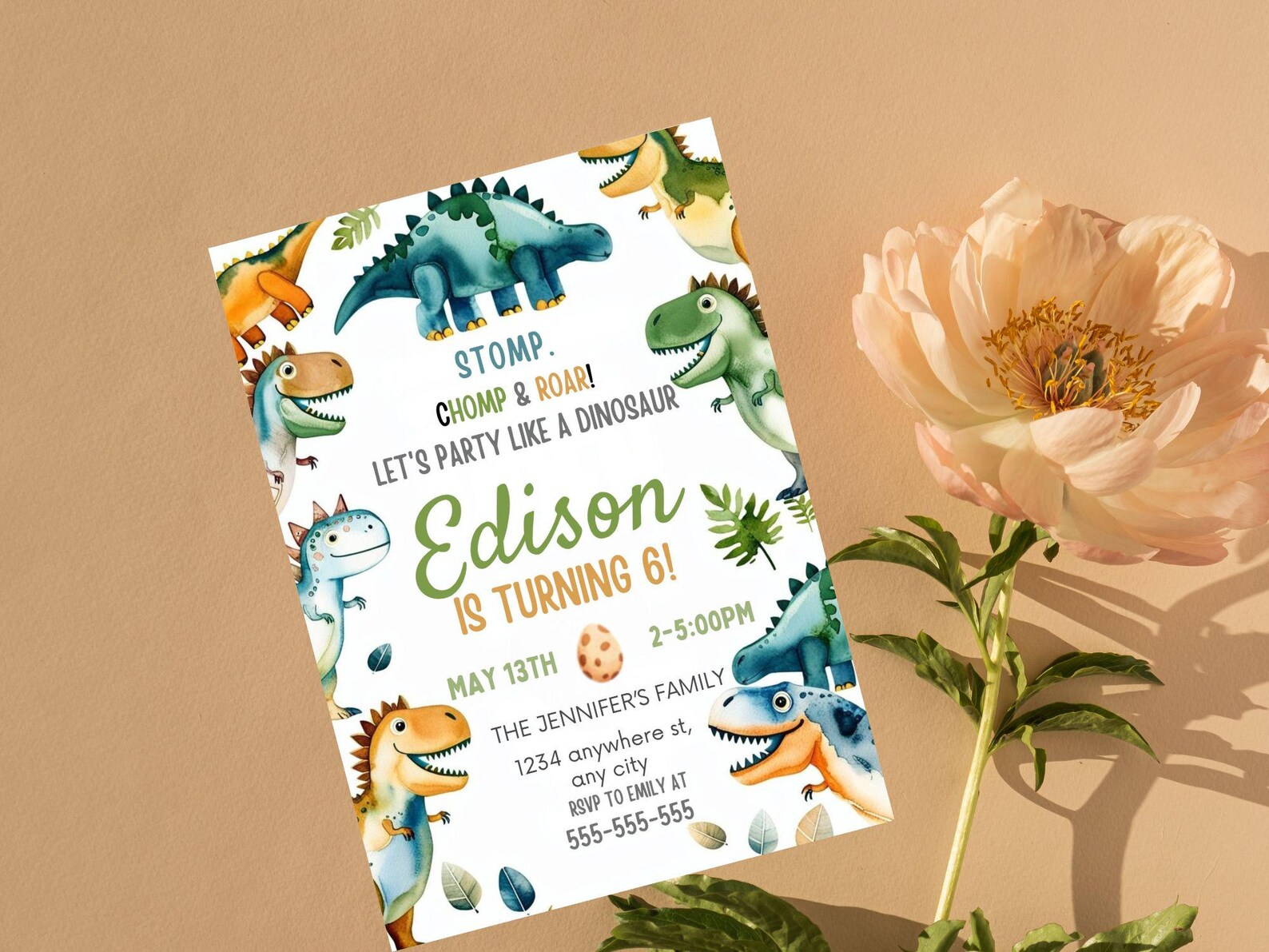 Editable Dinosaur Birthday Party Invitation Template, Editable ...