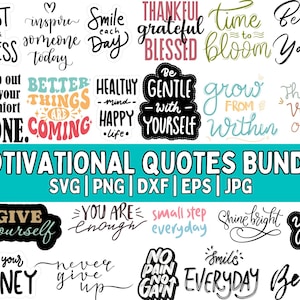 Motivational Svg Bundle, Positive Quote svg, Affirmation svg, Cute Inspirational svg, Saying Svg, Png Files, Funny Quotes cut files