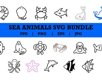 Sea Animals SVG Clipart: Ocean Life Cut Files (Digital Download)