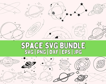 Outer Space SVG Bundle: Planets, Astronaut, Rocket Clipart (Digital Download)