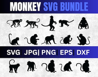 Monkey SVG Bundle, Clipart, Silhouette (Digital Download)