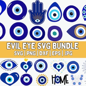 Evil Eye SVG Bundle: Ojo Turco, Hamsa, Clipart (Digital Download)