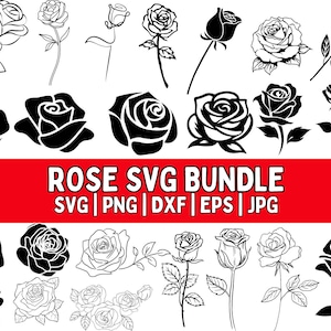 Puede incluir: Un paquete de 20 archivos de corte SVG de rosas en blanco y negro. Los archivos son perfectos para crear manualidades, tarjetas y otros proyectos. El paquete incluye una variedad de diseños de rosas, incluyendo rosas clásicas, rosas modernas y rosas caprichosas.