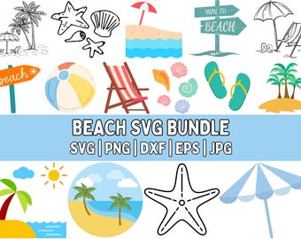 Pacchetto SVG con scene di spiaggia: Clipart di palme (download digitale)
