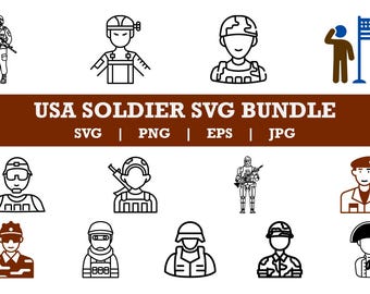 US Soldier SVG Bundle, Veteran, American Troops, Army, Military, USA Flag (Digital Files)