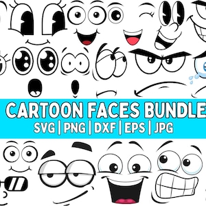 Cartoon Emoji Faces SVG Bundle: Clipart Graphics (Digital Download)