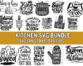 Rolig köks-SVG-bunt: Bakningscitat, Matlagningsdesigner (Digitala filer)