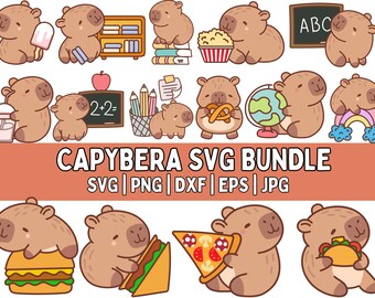 Paquete SVG de carpincho: ilustraciones de animales kawaii (descarga digital)