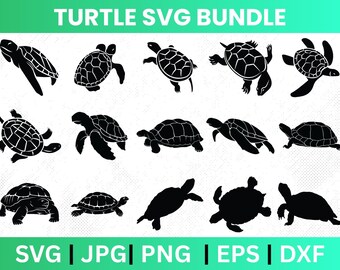 Sea Turtle SVG Bundle, Turtle Clipart Designs (Digital Download)