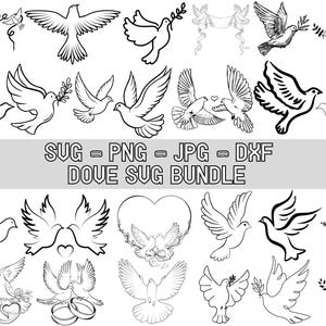 Dove SVG Bundle: Wedding Clipart, Pigeon Cut Files (Digital Download)